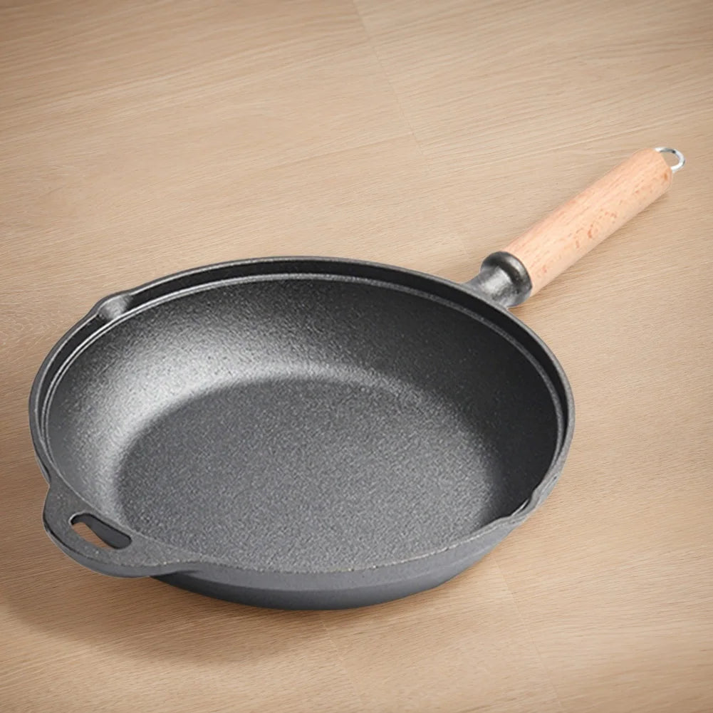 Preseasoned Cast Iron Skillet With Handle Chef Pan For Frying Grilling Indoor Outdoor Cooking