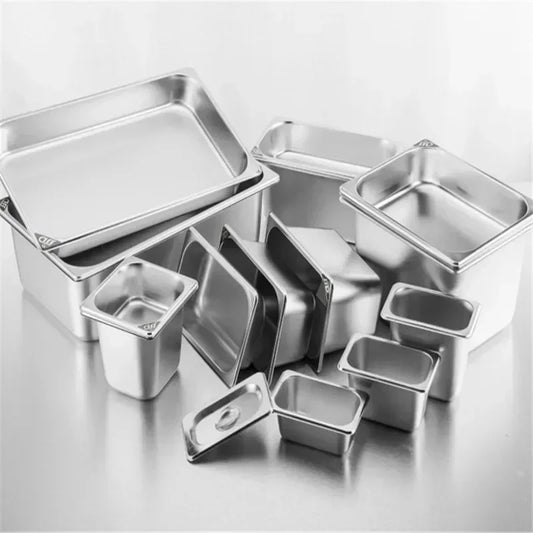 304 Stainless Steel Gastronorm Food Pan – GN Chafing & Buffet Container, Available in 1/9, 1/6, 1/4, 1/3 & 1/2 Sizes with Multiple Depths & Matching Lids
