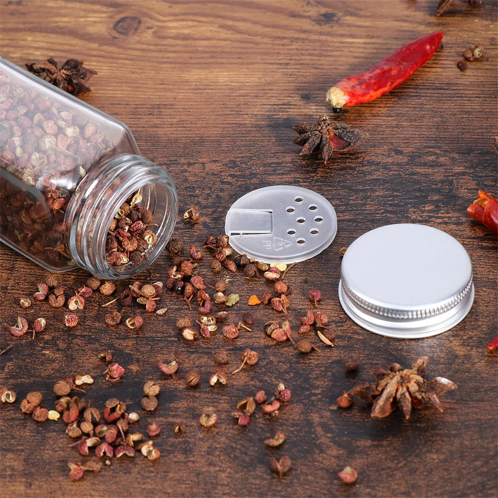 12 Piece Glass Spice Jars with Shaker Lids – 120ml Seasoning Bottles with Labels, Funnel & Brush – Perfect for Spices, Herbs & BBQ Rubs