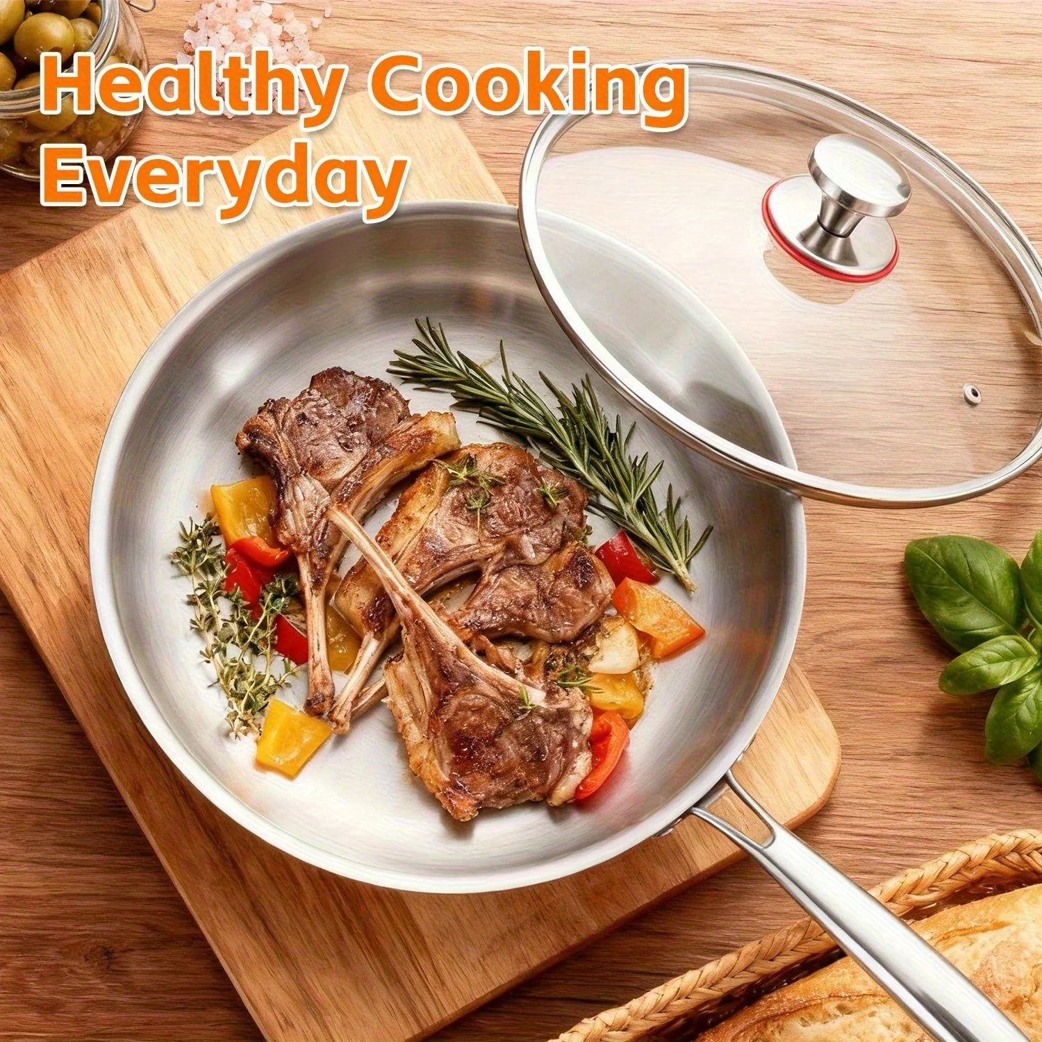 316L Stainless Steel Uncoated Frying Pan