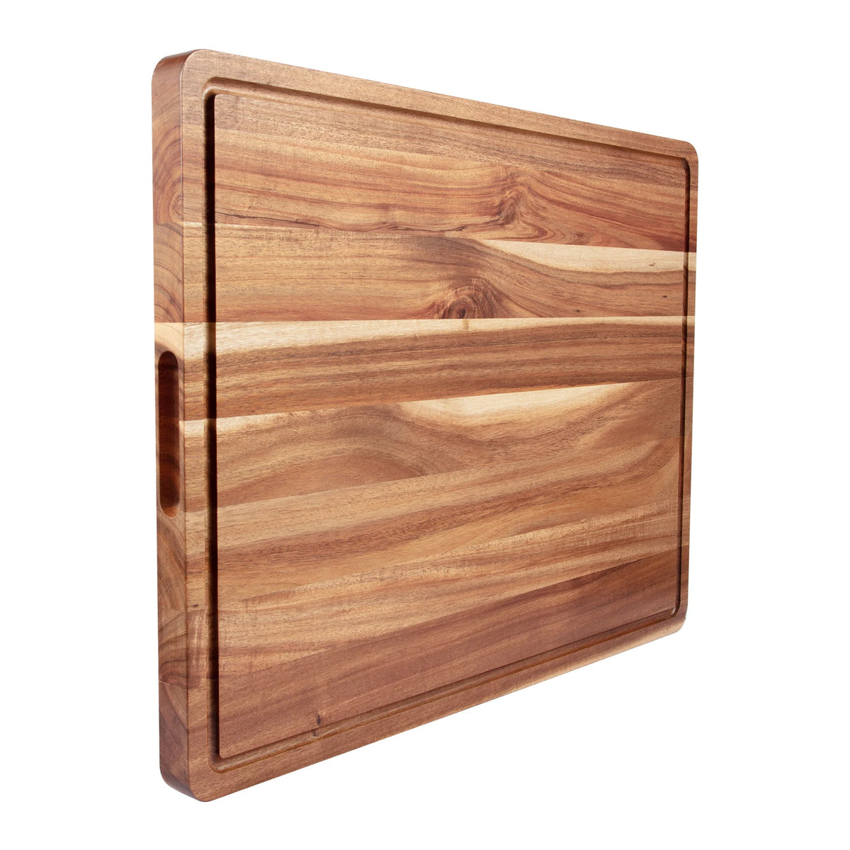 Extra Large Acacia Wood Chopping Board – Thick Reversible Butcher Block with Juice Grooves & Side Handles – Great for Carving & Charcuterie (61 x 45.7cm)