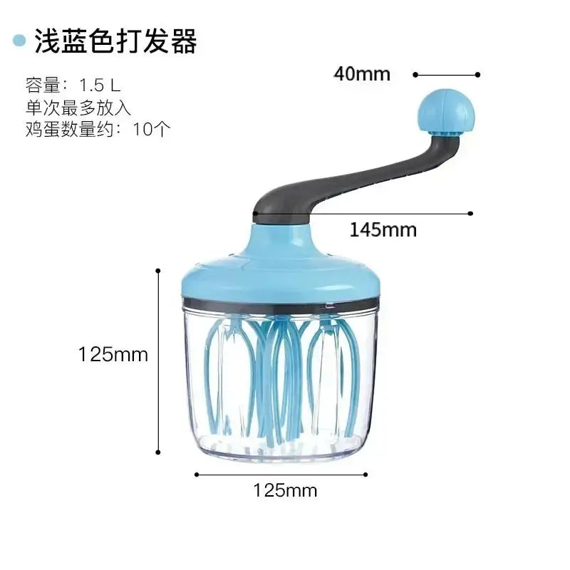 Semi-Automatic Silicone Egg Beater – Hand-Crank Whisk & Cream Mixer with Anti-Slip Base – Ideal for Eggs, Cream & Cake Batter – Available in Blue & Green Colours