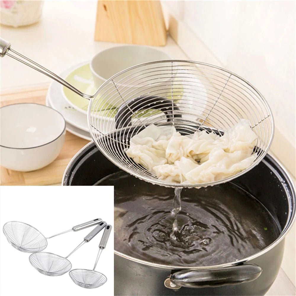Fine Mesh Spider Strainer – Stainless Steel Skimmer Spoon with Long Handle – Ideal for Frying, Noodles & Blanching – Available in 11, 13, 15 & 17cm