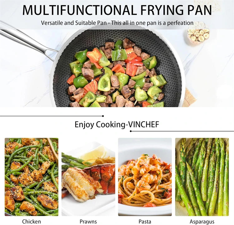 316 Stainless Steel Honeycomb Wok Pan
