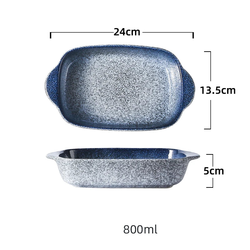 Ceramic Rectangular Baking Tray with Dual Handles – High-Temperature Resistant Porcelain Dish for Baking, Roasting, BBQ, Pasta, Rice, Lasagna, Salads & Daily Meals – Durable, Easy-to-Clean & Even-Heat Design – Oven, Microwave & Dishwasher Safe