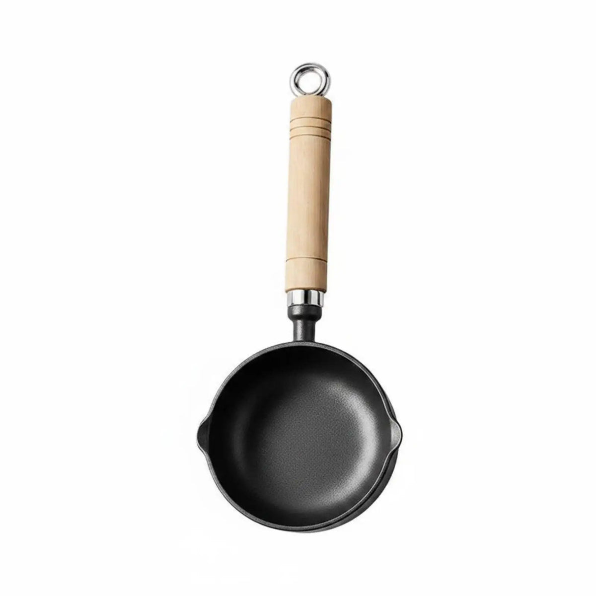 Cast Iron Hot Oil Pouring Pan with Walnut Handle – Deep Uncoated Mini Skillet with Double Spout – Best for Sizzling Oil, Butter & Milk – Available in 11cm, 13cm & 15cm
