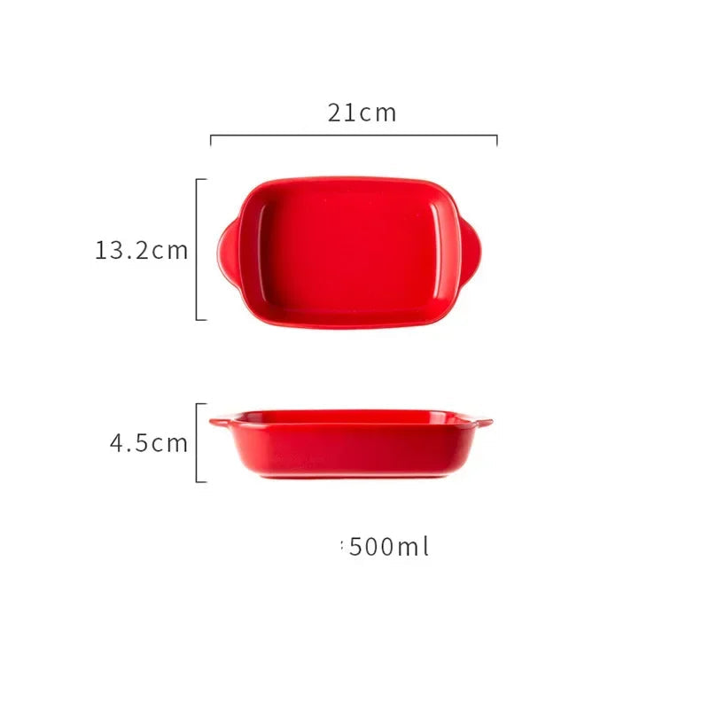 Ceramic Baking Dish — Oven-Safe Au Gratin Dish 8.5R-Medium — Red