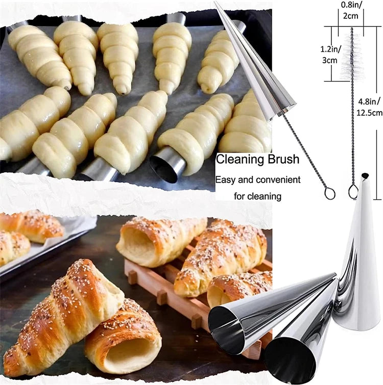 Stainless Steel Cream Horn Moulds – Cannoli Tubes & Pastry Cone Forms – Ideal for Cream Horns, Cannoli & Croissant Rolls – Available in 20, 23 & 33 Pieces