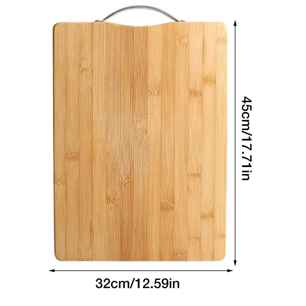 Bamboo Cutting Board with Stainless Steel Handle – Reversible Double-Sided Chopping Board with Hanging Handle – Durable, stylish, Hygienic & Easy-to-Store Multi-Purpose Cutting Board for Daily Food Prep –Available in 5 Sizes
