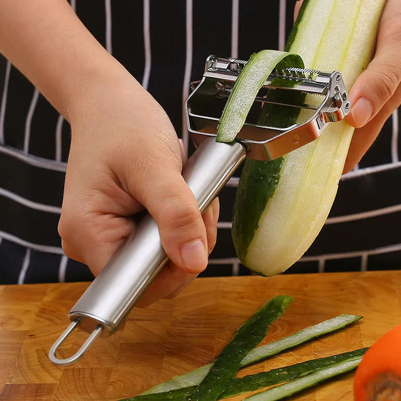 Stainless Steel Julienne & Vegetable Peeler – Multi-Function Double-Blade Fruit Peeler & Shredder – Ideal for Carrots, Potatoes & Cucumbers – Available in 2-in-1 & 4-in-1