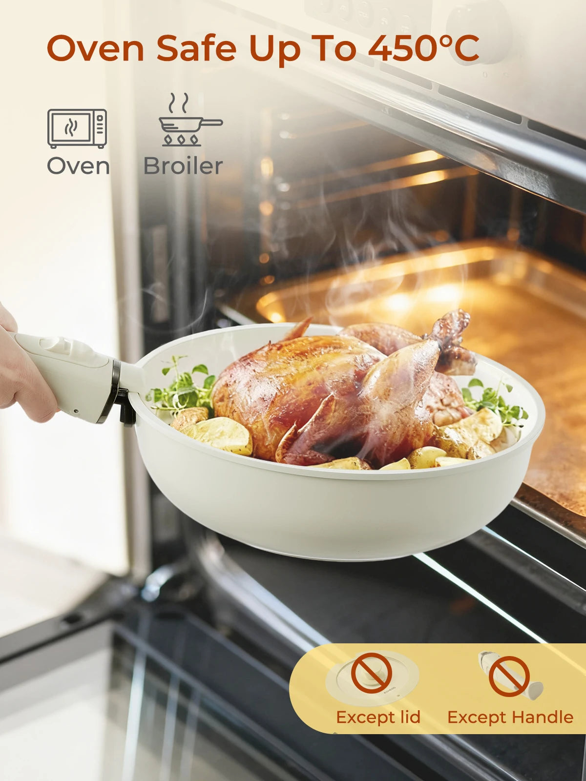 17 Piece Non-Stick Cookware Set with Removable Handle – Die-Cast Aluminium Pots & Pans with Glass Lids – Perfect for Induction & Space-Saving Storage