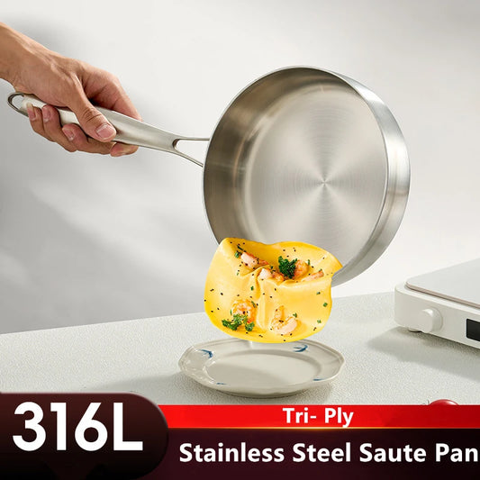 316 Stainless Steel Tri-Ply Frying Pan