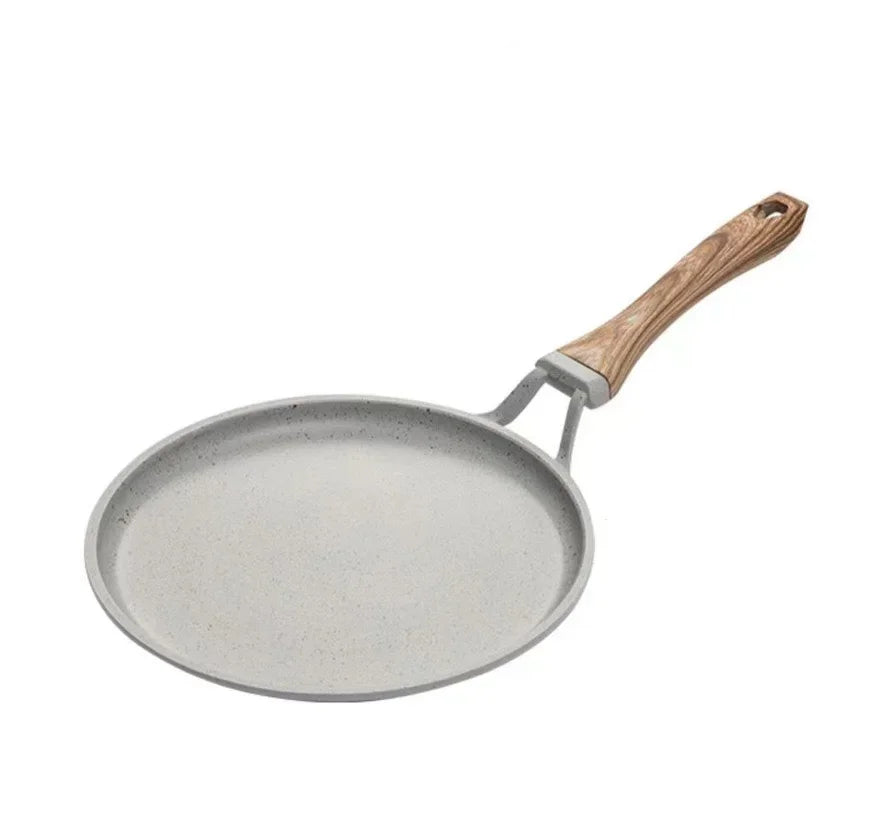 Maifan Stone Non-Stick Crepe & Pancake Pan with Wooden Handle(20/24/28cm) – Flat Pan  Ideal for Pancakes, Crepes & Everyday Cooking , Induction & Gas Compatible