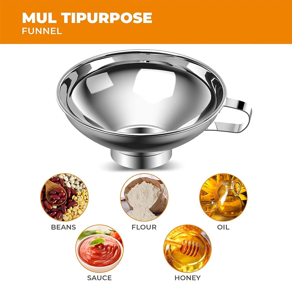 Stainless Steel Wide Mouth Canning Funnel – Metal Jar Funnel for Filling Mason Jars – Great for Jams, Preserves & Dry Goods – Available in Small, Large & Set