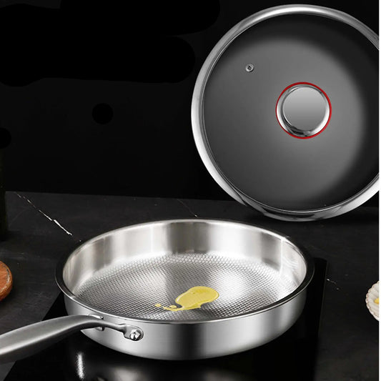 Titanium Alloy Frying Pan with Glass Lid – Scratch Resistant, Detachable Handle, Induction Compatible, Available in 20cm, 22cm, 24cm & 26cm