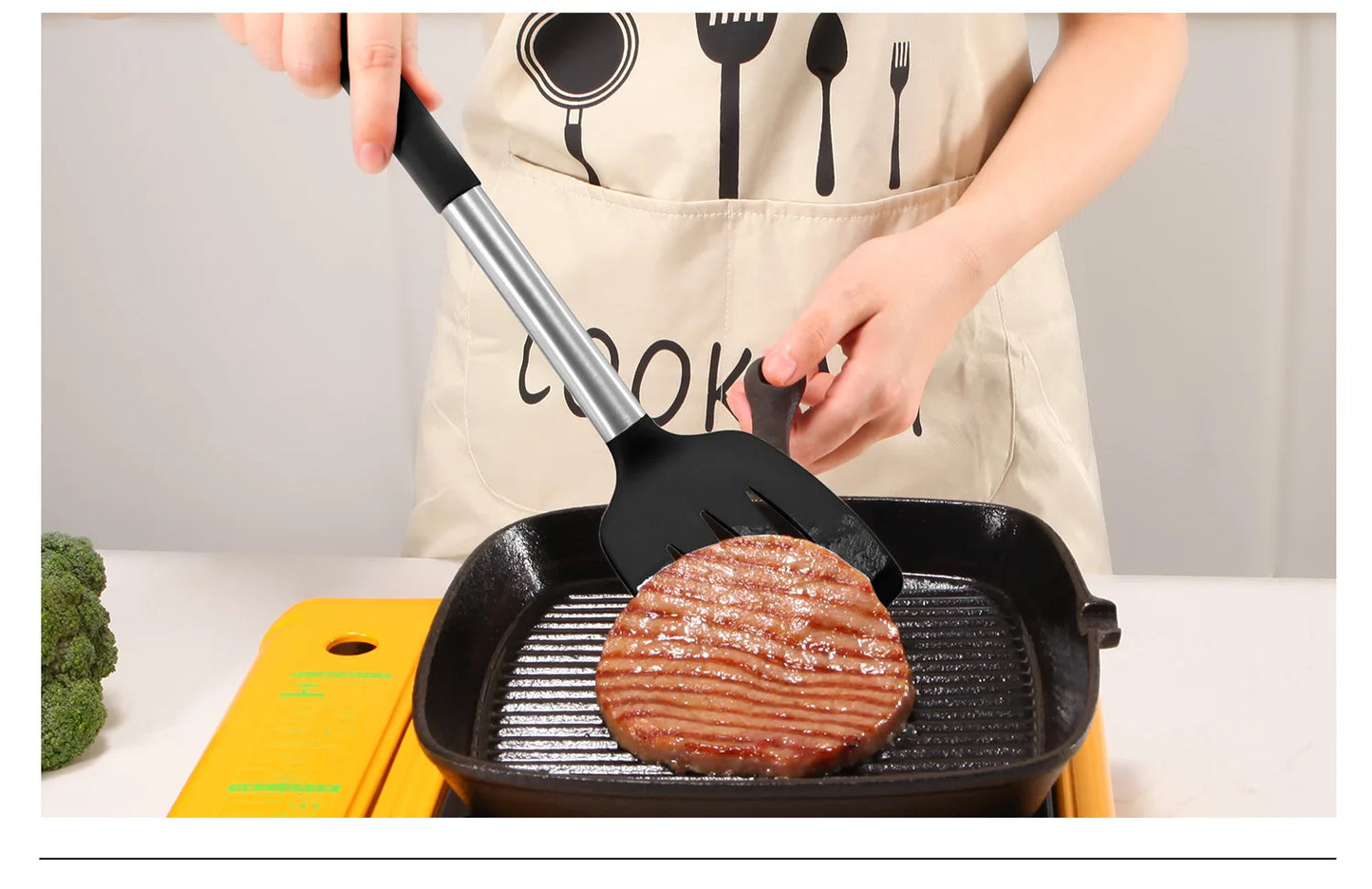 Silicone Kitchen Utensils Set with Stainless Steel Handles – Non-Stick, Heat-Resistant Cooking  Kitchen Utensils for Everyday Cooking & Baking, Available in 4 Colours & Multiple Set Sizes