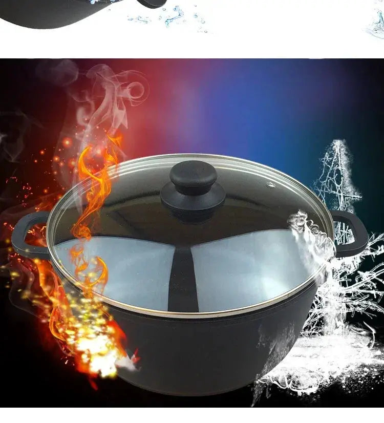 Multi-Function Aluminium Non-Stick Double-Bottom Stock Pot / Soup Pot with Glass Lid – Ideal for Preparing Soups, Stocks, Stews, Boiling, Simmering, Curries & Daily Cooking – Compatible with Induction & Gas Stoves