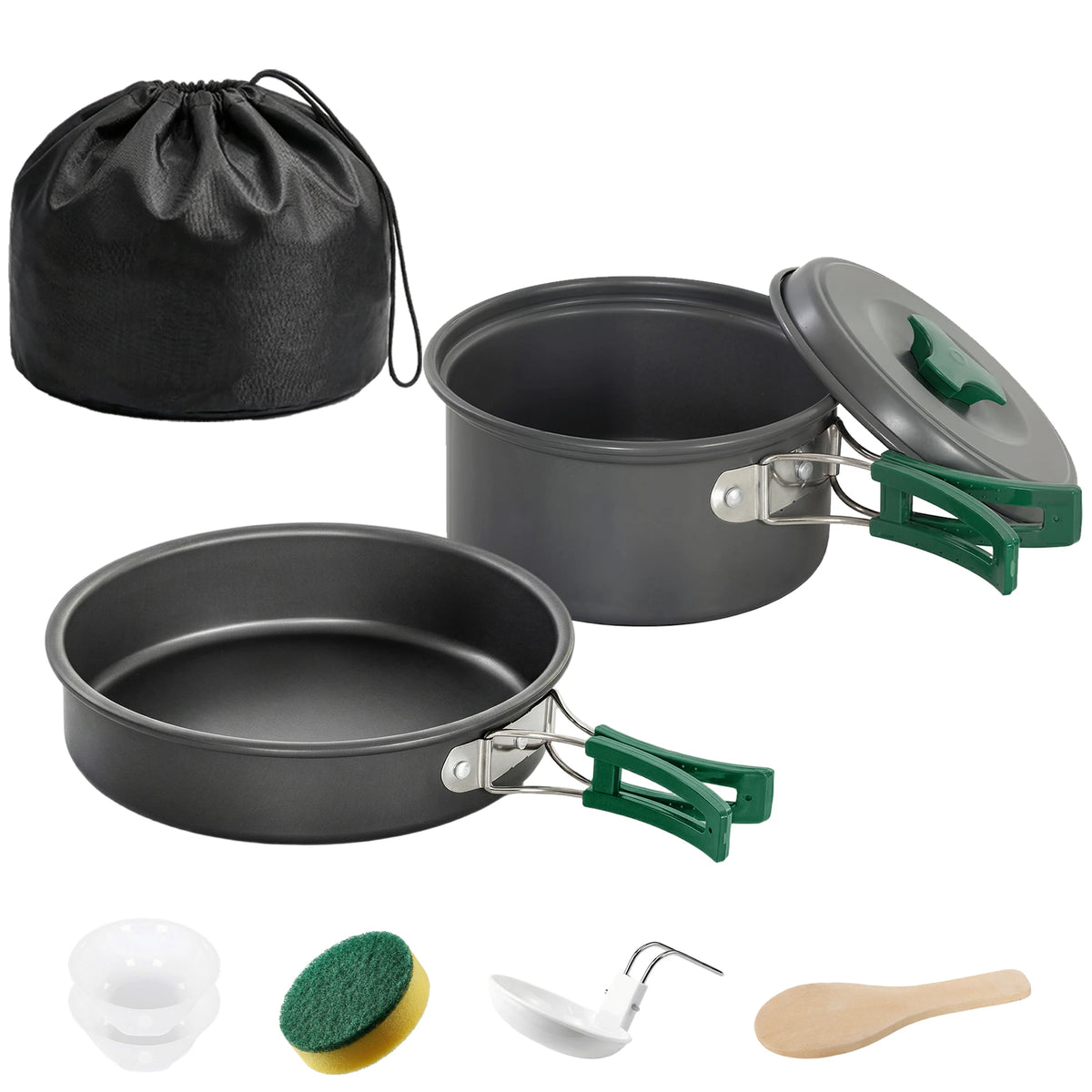 8 Piece Ultralight Camping Cookware Set – Nesting Aluminium Pot, Frying Pan & Bowls with Storage Bag – Perfect for Hiking, Camping & Backpacking