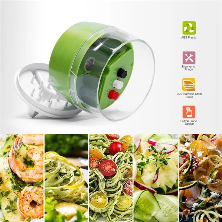 Handheld 4 in 1 Vegetable Spiralizer – Adjustable Spiral Cutter & Veggie Noodle Maker with Stainless Steel Blades – Perfect for Courgetti & Vegetable Spaghetti