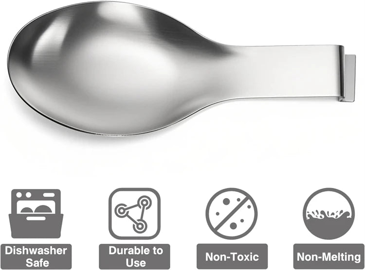 Large Stainless Steel Spoon Rest – Spatula & Ladle Holder for Worktop & Stove Top – Great for Keeping Cooking Utensils Tidy – Available in Gold & Silver Colours