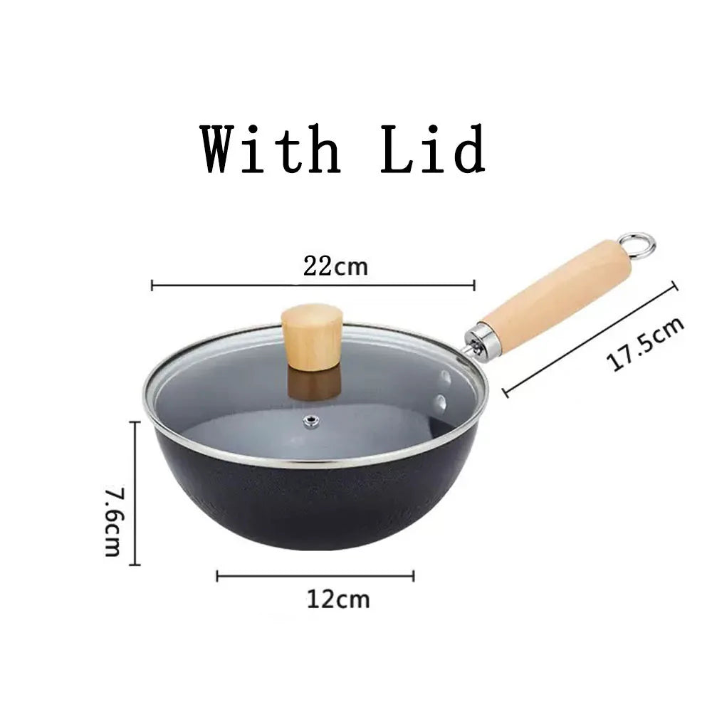 Flat Bottom Iron Wok – Uncoated Stir-Fry Wok for Induction & Gas Hobs, with or without Lid – Perfect for Stir-Fries & Fried Rice – Available in 20cm, 22cm & 28cm