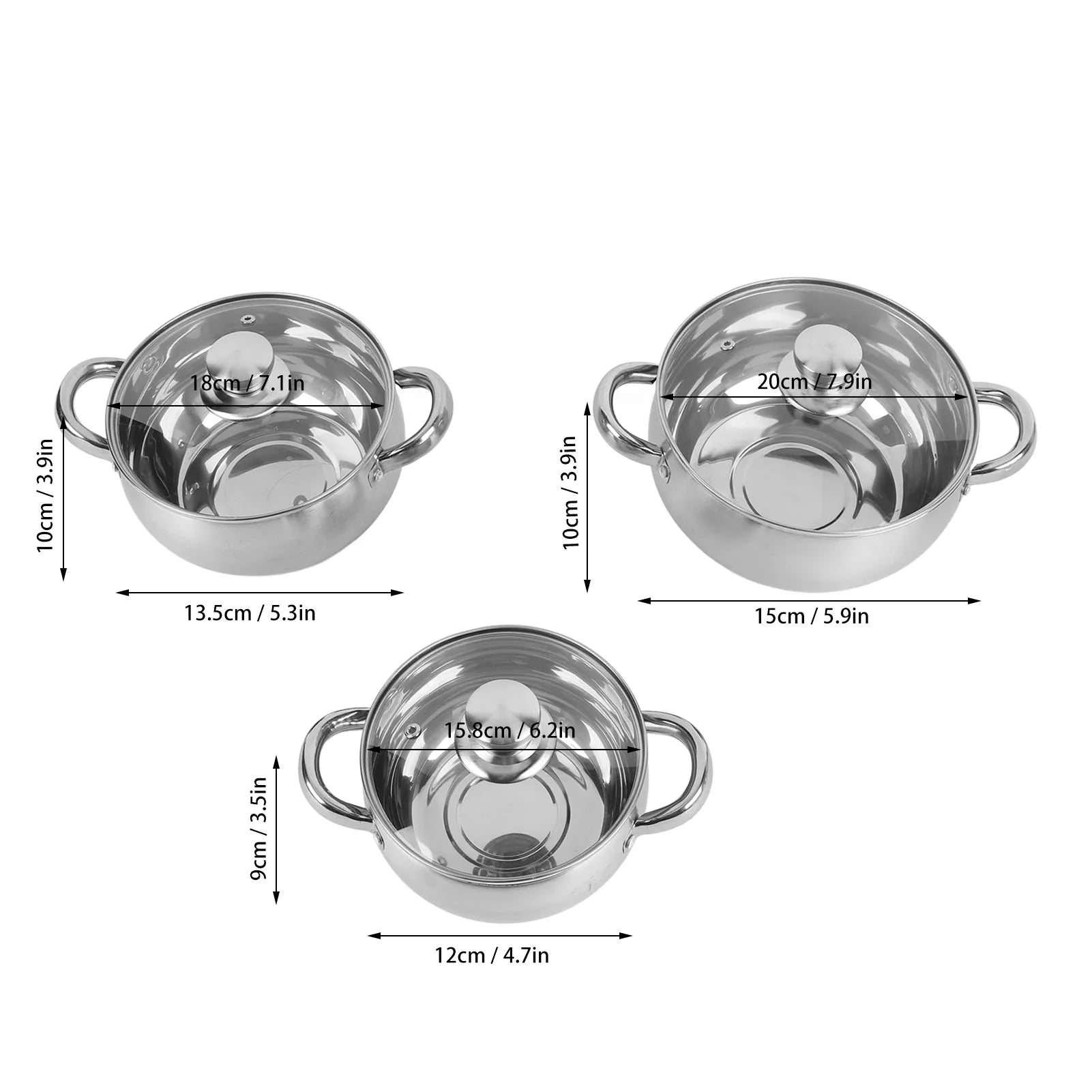 Stainless Steel Soup Pot Set — 3 Piece