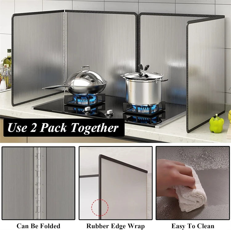 Foldable Stainless Steel Splatter Guard – Hob Oil Splash Board & Heat Shield – Great for Frying on the Stove Top – Available in Multiple Sizes