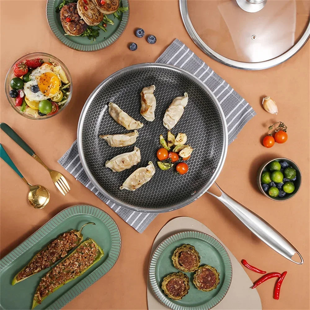 Stainless Steel Honeycomb Frying Pan