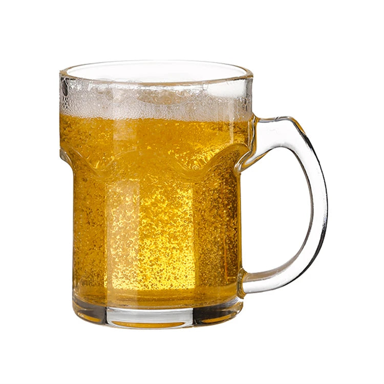 500ml Clear Dimpled Glass Mug with Handle – Durable Glass Drinking Stein – Perfect for Water, Juice, Milk & Iced Coffee