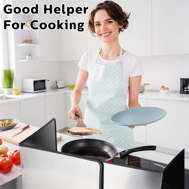 Foldable Stainless Steel Splatter Guard – Hob Oil Splash Board & Heat Shield – Great for Frying on the Stove Top – Available in Multiple Sizes