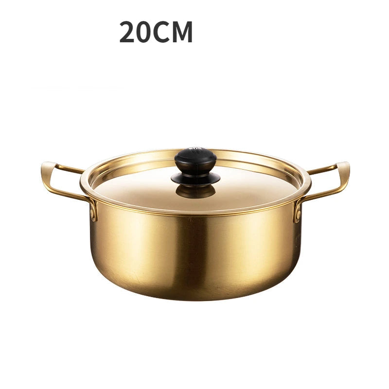 Golden Stainless Steel Noodle Pot with Lid 02