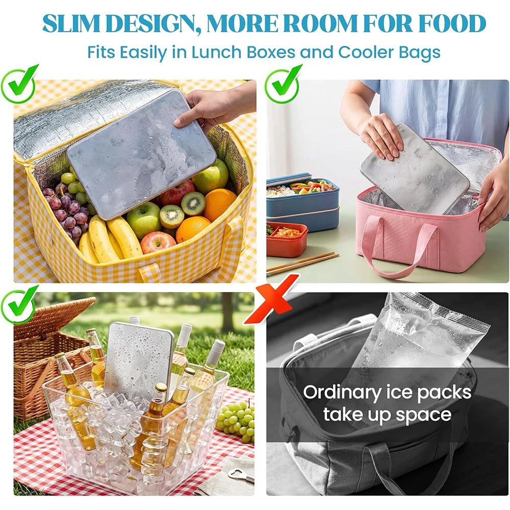 Reusable 304 Stainless Steel Ice Packs – Quick Freeze Metal Cooling Plates for Cool Bags & Lunch Boxes – Ideal for Picnics & Camping