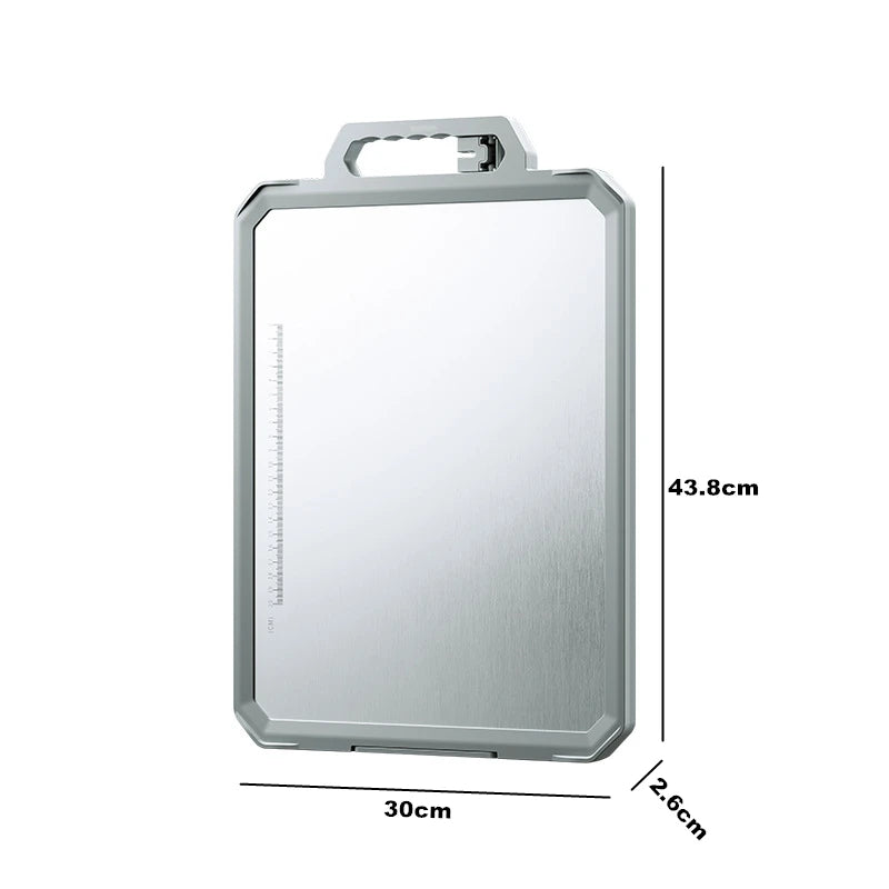 Large Stainless Steel Double-Sided Chopping Board with Ceramic Sharpener Silver 300x438x26mm
