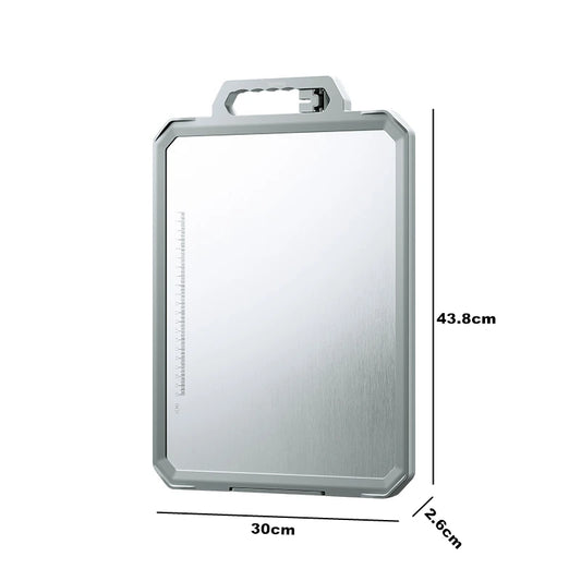 Large Stainless Steel Double-Sided Chopping Board with Ceramic Sharpener Silver 300x438x26mm