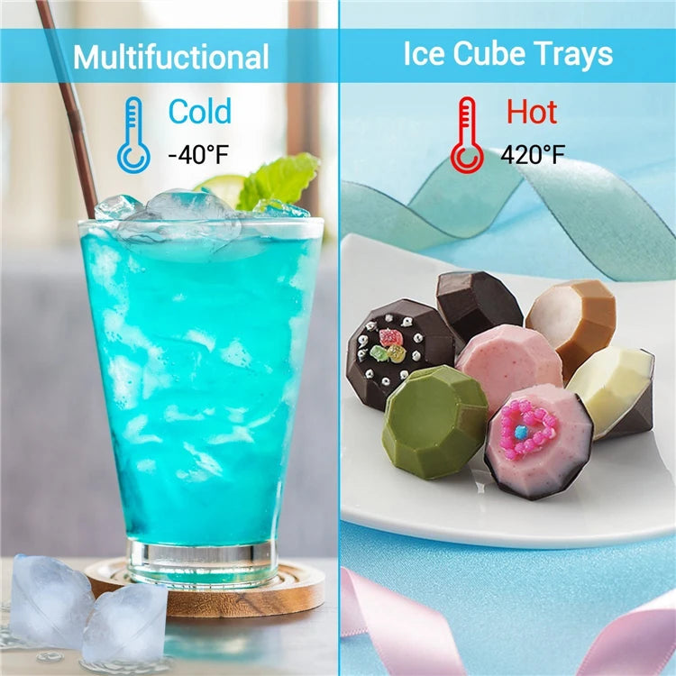 Reusable Silicone Diamond Ice Cube Mould – Stackable Flexible Ice Tray – Great for Chilling Water, Juice & Iced Drinks – Available in Black & Blue Colours