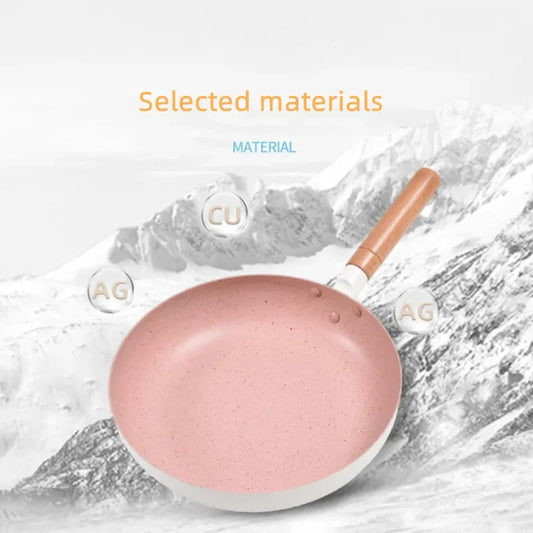 Pink Non-Stick Frying Pan –  Available in 20cm, 24cm, 26cm, Skillet for Searing, Sautéing, Steak, Eggs, Pancakes, Crepes, Stir-Frying & Daily Cooking – Heat-Resistant Handle – Compatible with Gas & Induction Cookers