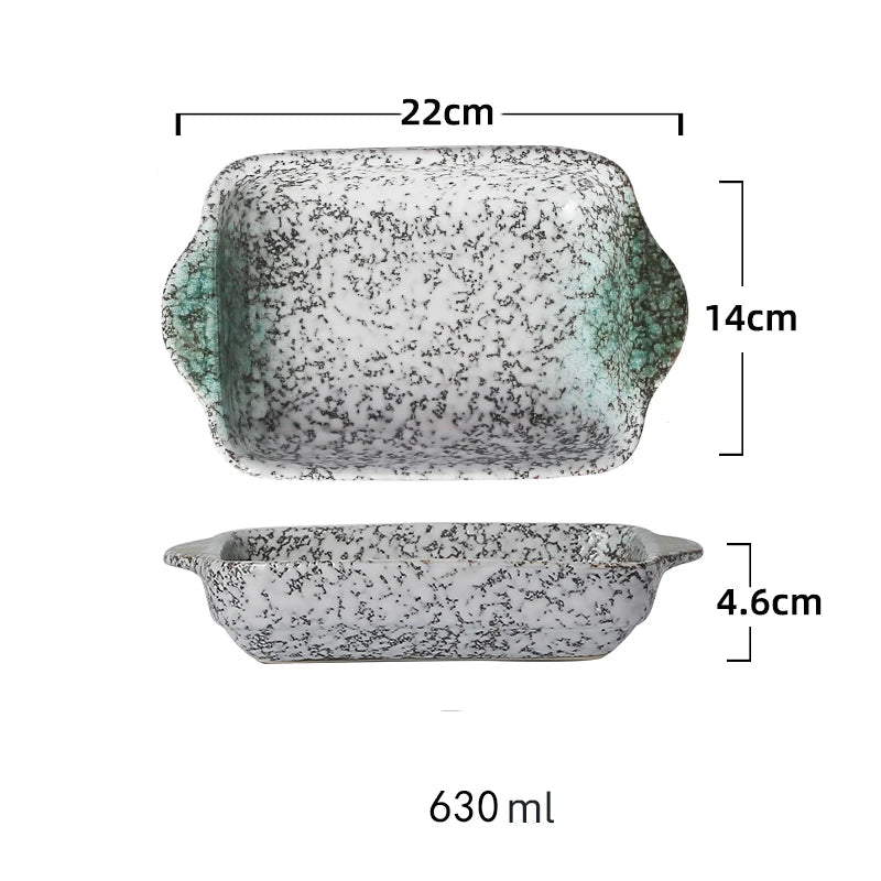 Ceramic Rectangular Baking Tray with Dual Handles – High-Temperature Resistant Porcelain Dish for Baking, Roasting, BBQ, Pasta, Rice, Lasagna, Salads & Daily Meals – Durable, Easy-to-Clean & Even-Heat Design – Oven, Microwave & Dishwasher Safe