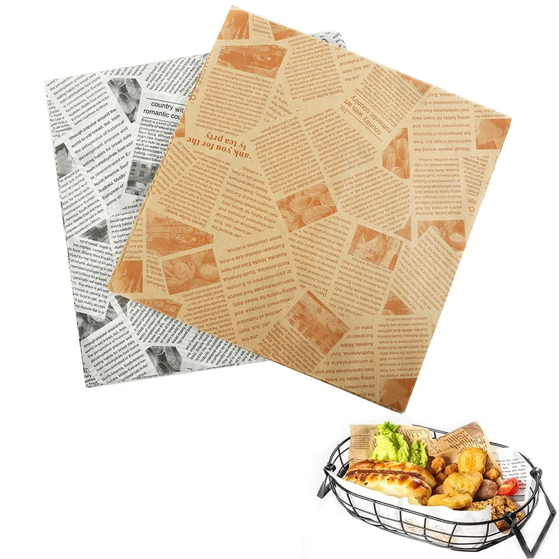 50 Piece Greaseproof Deli Paper Sheets – Non-Stick Sandwich Wrapping & Baking Paper – Perfect for Burgers, Sandwiches, Bread & Pizza – Available in Brown & White