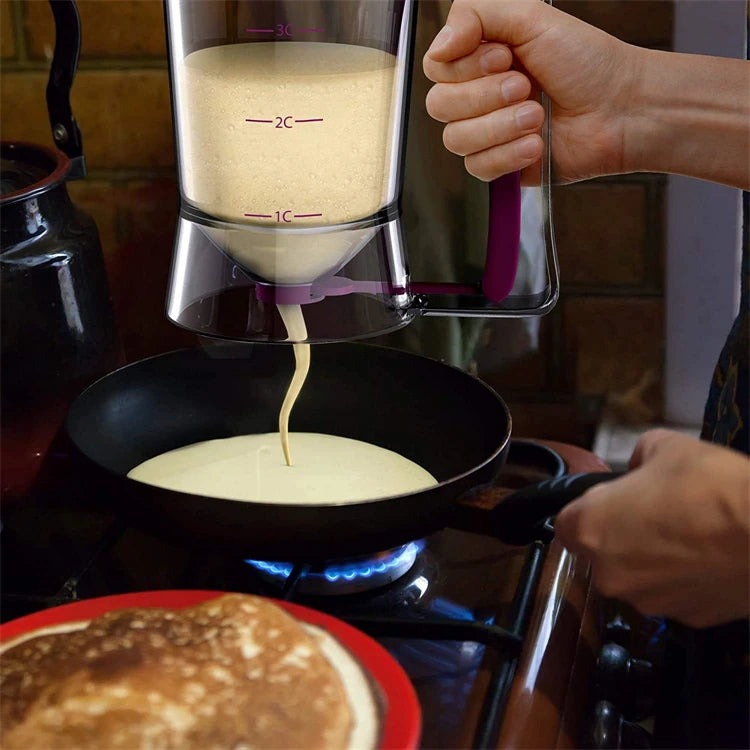 900ml Pancake Batter Dispenser with Measuring Label – 4 Cup Cupcake & Cookie Batter Dispenser – Great for Pancakes, Waffles & Cupcakes – Available in 1 Piece & 2 Pieces