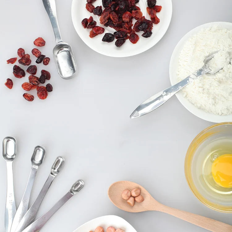 6 Piece Stainless Steel Measuring Spoon Set – Narrow Spoons for Spice Jars – Perfect for Cooking & Baking Measurements