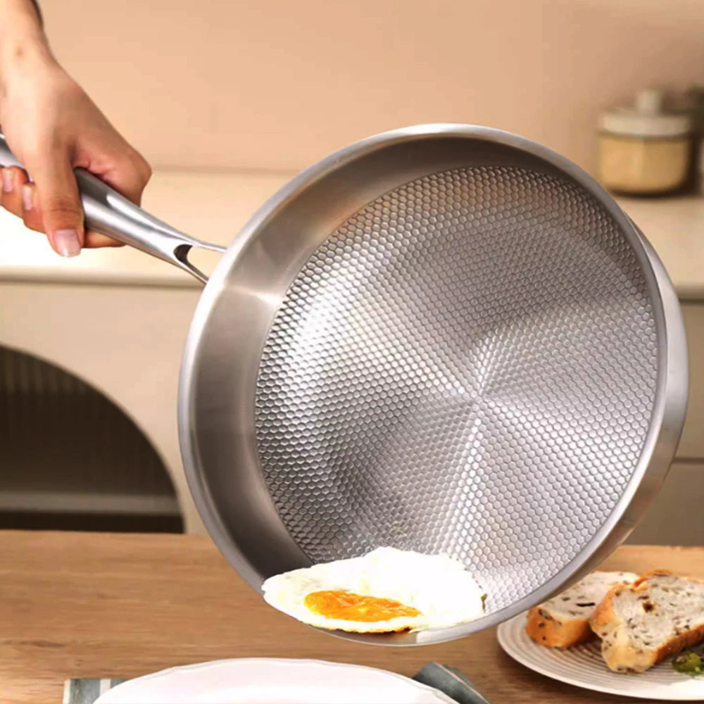 Stainless Steel Steak Pan – Uncoated Skillet, Ideal for Searing Steaks and Everyday Cooking, Suitable for Gas & Induction Stoves – 4 Sizes Available (22cm/26cm/28cm/30cm)