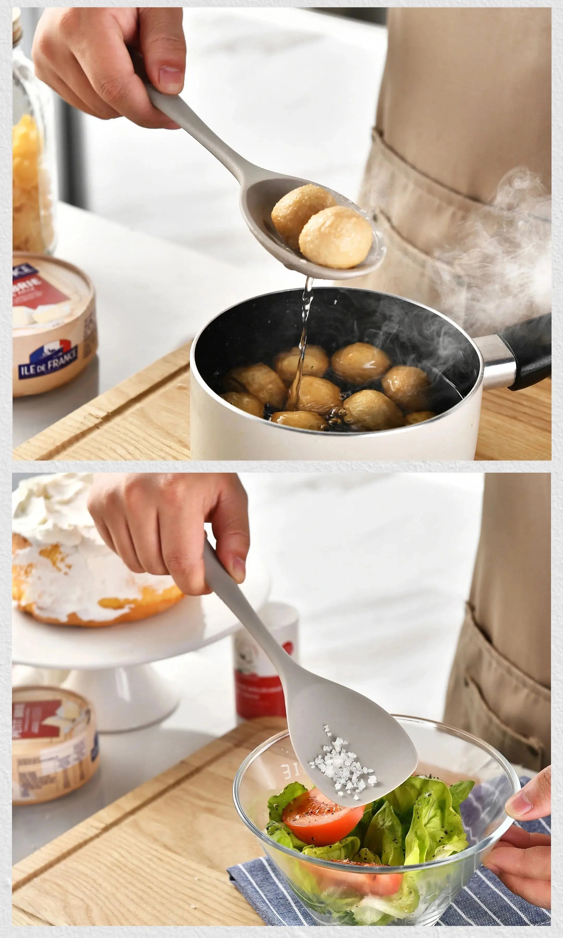 15-Piece Silicone Cooking Utensils Set – Non-Stick, Heat-Resistant Spatulas, Spoons, Turners, Whisk & Brush – Ideal for Daily Cooking – Available in Black, Pink & Khaki C for Chef