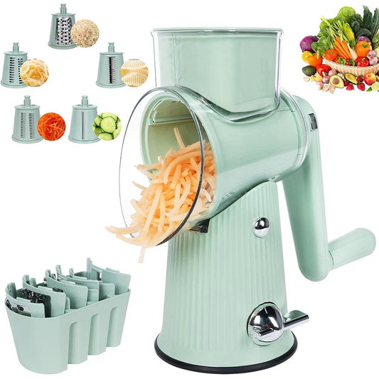 5-in-1 Rotary Cheese Grater & Vegetable Slicer light green