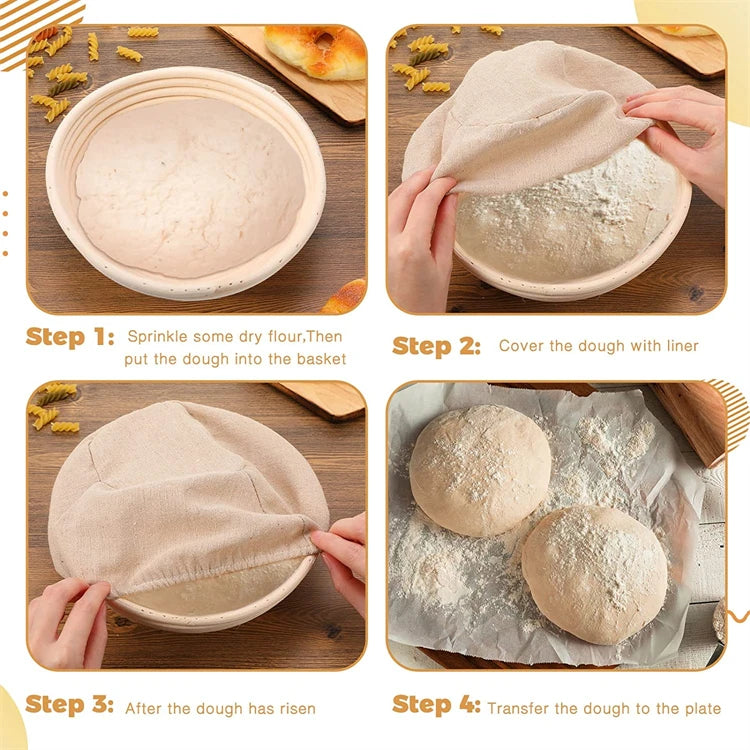 Rattan Bread Proofing Basket with Linen Liner – Round & Oval Banneton for Sourdough – Perfect for Proving Dough & Homemade Bread