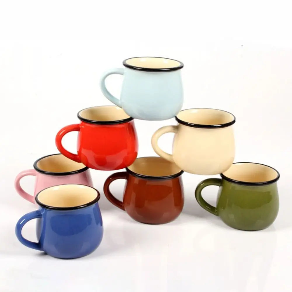 Nordic Ceramic Coffee & Tea Mug – Solid Colour Vintage Milk Cup, Available in 8 Colours & 2 Sizes (300ml / 400ml)
