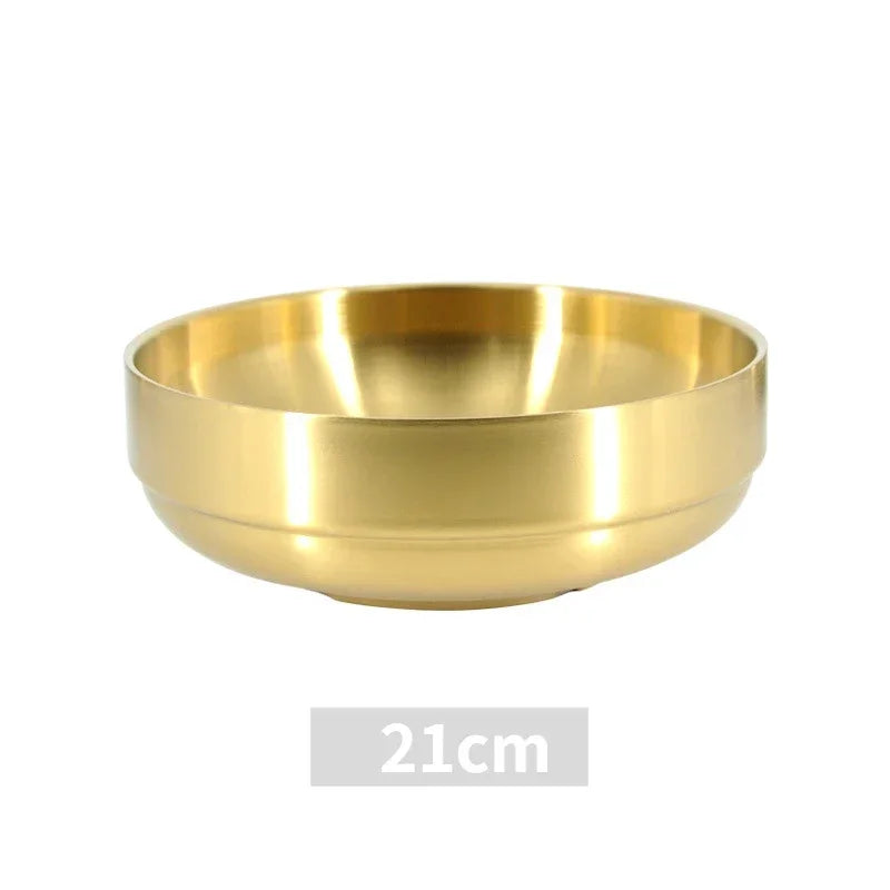Golden Stainless-Steel Bowl – Ideal for Ramen, Rice, Soups, Noodles, & Salad, Made from Premium 304 Steel (Available in 19cm, 21cm, 23cm)