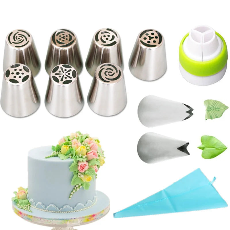 Piping Tips Set with Pastry Bag 11 Pcs