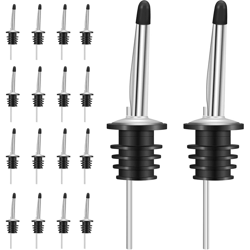 Stainless Steel Oil Pourer Spouts with Dust Caps – Bottle Pour Spouts for Olive Oil, Vinegar & Sauces – Perfect for Controlled Pouring – Available in 4 Pieces, 12 Pieces, 18 Pieces & 36 Pieces