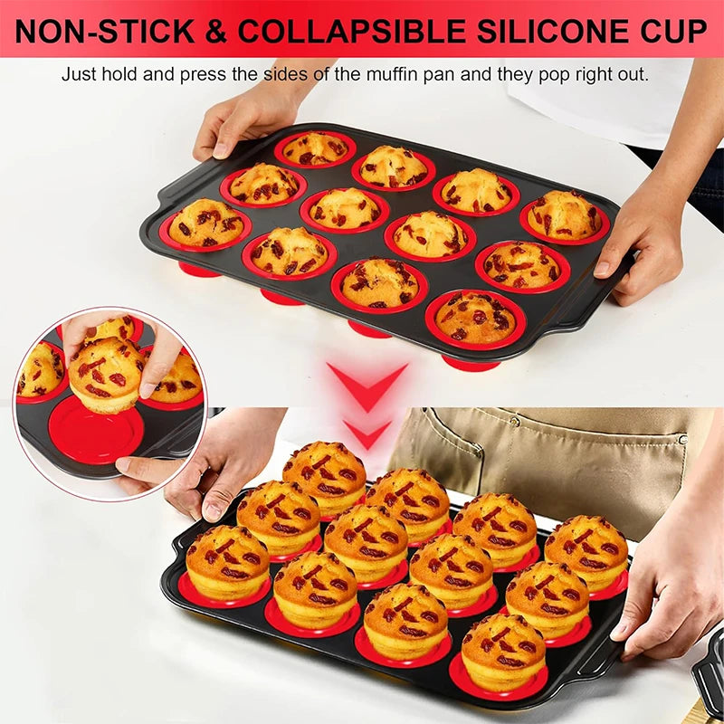 Collapsible Silicone Muffin Pan with Metal Frame