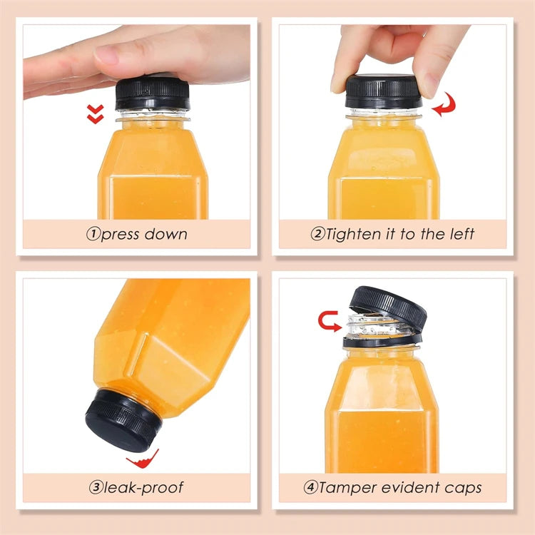 500ml Reusable PET Juice Bottles with Caps – BPA-Free Clear Drinks Containers – Perfect for Juicing, Smoothies, Milk & Cold Drinks – Available in Green, Blue & Black Colours